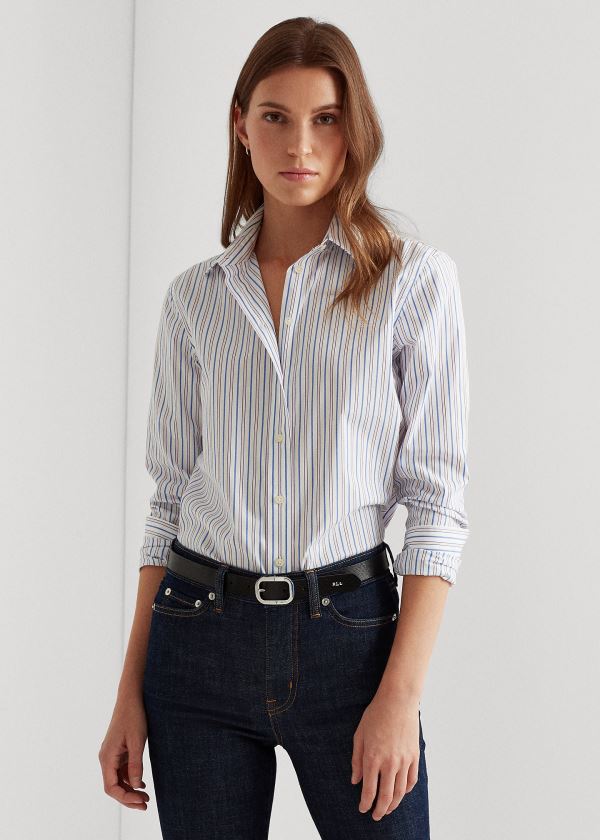 Women's Ralph Lauren Easy Care Striped Shirts | 158924XTO